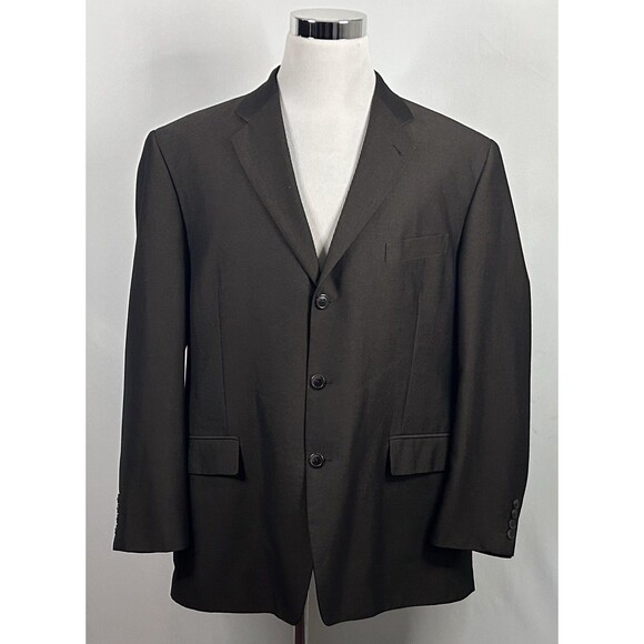 Lineage 46R Sport Coat Brown Three Button Lined Double Vented Poly Rayon Blend - Picture 2 of 8